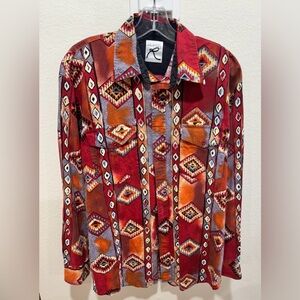 Vintage Roper Red and Orange Aztec western  Shirt men’s size L/XL